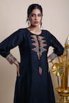 Buy_Bhusattva_Black Organic Silk Embroidery Sequin Keyhole Geometric Placket Dress  _Online_at_Aza_Fashions
