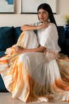 Cupid Cotton_Off White Silk Cotton Tie Dye Round Pattern Kurta Lehenga Set _Online_at_Aza_Fashions