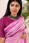 Cupid Cotton_Fuchsia Silk Cotton Tie Dye Round Pattern Saree With Blouse _Online_at_Aza_Fashions