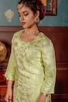 Lahario_Green Kurta Pure Silk Embroidered Sequin Round Floral Lata Pant Set_at_Aza_Fashions