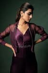 Parshya Wine Viscose, Silk Organza, Satin Cut Embellished Jumpsuit With Bomber Jacket Online at Aza Fashions Parshya_Wine Viscose, Silk Organza, Satin Cut Embellished Jumpsuit With Bomber Jacket _Online_at_Aza_Fashions