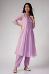 Label Mansi Nagdev_Purple Chanderi Embroidery, Pearls, Lace V-neck Aasia Anarkali And Palazzo Set _Online_at_Aza_Fashions