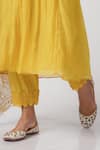 Buy_Label Mansi Nagdev_Yellow Chanderi Printed Floral V Neck Nahiza Hand Block Kurta Set _Online_at_Aza_Fashions