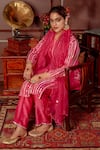 Lahario_Pink Kurta Pure Silk Embroidered Sequin Round Striped Pant Set _Online_at_Aza_Fashions