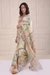 Buy_Shwetanga_Ivory Organic Cotton Printed Abstract Sweetheart Saree With Embroidered Blouse _Online_at_Aza_Fashions