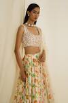 Buy_Drishti & Zahabia_Cream Dupion Silk Embroidered Floral Round Print Skirt Set _Online_at_Aza_Fashions