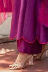 Shop_The Aarya_Purple Chanderi, Viscose Embroidery V-neck Handwoven Anarkali Palazzo Set_Online_at_Aza_Fashions