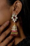 Osvag India_Gold Plated Diamonds, Stones Polki Embellished Jhumkas _Online_at_Aza_Fashions