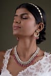 Osvag India_Gold Plated Diamonds, Beads Drop Embellished Necklace Set _Online_at_Aza_Fashions