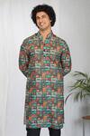 Buy_Eleven Brothers_Black Kurta Mulberry Silk Print Art Gallery And Pant Set _Online_at_Aza_Fashions