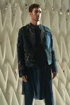Buy_Rohit Gandhi + Rahul Khanna_Blue Crepe Embroidery Finial Embellished Jacket _Online_at_Aza_Fashions