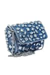 Ginn And Tonik_Blue Embellished Denim Stone Sling Bag _Online_at_Aza_Fashions