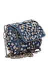 Ginn And Tonik_Blue Stones Embellished Denim Sling Bag _Online_at_Aza_Fashions