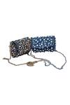 Shop_Ginn And Tonik_Blue Stones Embellished Denim Sling Bag _Online_at_Aza_Fashions