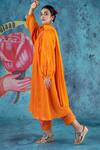 Buy Kacha Tanka Orange Cotton Satin Applique Floral Round Neck Balloon Sleeve Anarkali Set Online at Aza Fashions Buy_Kacha Tanka_Orange Cotton Satin Applique Floral Round Neck Balloon Sleeve Anarkali Set _Online_at_Aza_Fashions
