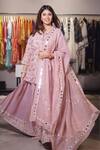 Buy_Shipraa Grover_Pink Chanderi Embroidery Round Neck Seerat Kurta Palazzo Set _Online_at_Aza_Fashions