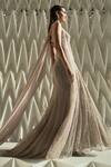 Buy_Rohit Gandhi + Rahul Khanna_Beige Tulle Crystals, Metallic Thread Sweetheart Neck Nave Gown _Online_at_Aza_Fashions