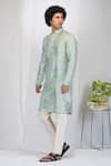 Buy_Eleven Brothers_Blue Kurta Mulberry Silk Print Gin O Clock And Pant Set_Online_at_Aza_Fashions