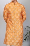 Buy_Eleven Brothers_Yellow Kurta Mulberry Silk Print Amber And Pant Set _Online_at_Aza_Fashions