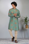 Shop_Eleven Brothers_Green Kurta Mulberry Silk Print Tiger Land And Pant Set _Online_at_Aza_Fashions