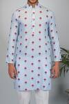 Buy_Eleven Brothers_Blue Kurta Softy Silk Print Floral Bloom And Pant Set _Online_at_Aza_Fashions