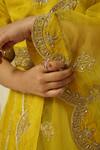 Buy_Rar studio - Kids_Yellow Chanderi Embellished Lehenga Set With Scalloped Border Dupatta  _Online_at_Aza_Fashions