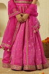 Shop_Rar studio - Kids_Fuchsia Chanderi Handloom 50% Silk X 50% Floral Blouse Lehenga Set  _Online_at_Aza_Fashions