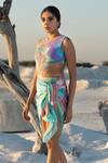 Tizzi_Purple Chiffon Satin Printed Coral Reef Beach Bum Sarong _Online_at_Aza_Fashions