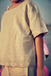 Buy_Little Luxury_Beige Linen Plain Side Button Placket Shirt  _Online_at_Aza_Fashions