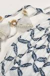 YUVRAANI JAIPUR_Blue Muslin And Embroidery Hand Block Leaf Lehenga Set _Online_at_Aza_Fashions