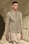 Rohit Gandhi + Rahul Khanna_Grey Silk Embroidery Metallic Beads And Sequins Louvers Jacket _Online_at_Aza_Fashions