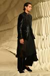 Buy_Rohit Gandhi + Rahul Khanna_Green Georgette Plain Spaced Out Pintuck Kurta _at_Aza_Fashions