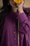 Shop_Pants and Pajamas_Purple Kala Cotton Plain Band Zinnia Shirt Tunic And Straight Pant Set _Online_at_Aza_Fashions