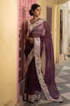 TaBa Kashi By Artika Shah_Purple Pure Organza Woven Bandhani Pattern And Parsi Work Border Saree  _Online_at_Aza_Fashions