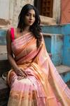 Shop_TaBa Kashi By Artika Shah_Multi Color Moonga Dyed Rangkat Saree  _Online_at_Aza_Fashions