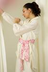 Shop_Sakshi Khetterpal_Ivory Chanderi Pearls, Beads, Embroidery Double Breasted Blazer Set _Online_at_Aza_Fashions