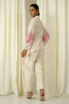 Buy_Sakshi Khetterpal_Ivory Chanderi Pearls, Beads, Embroidery Puffed Sleeve Shirt And Pant Set _Online_at_Aza_Fashions