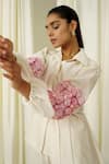 Shop_Sakshi Khetterpal_Ivory Chanderi Pearls, Beads, Embroidery Puffed Sleeve Shirt And Pant Set _Online_at_Aza_Fashions