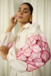 Sakshi Khetterpal_Ivory Chanderi Pearls, Beads, Embroidery Puffed Sleeve Shirt And Pant Set _at_Aza_Fashions