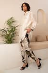 Buy_Arcvsh by Pallavi Singh_Grey Chanderi Print Abstract Floral Pant _at_Aza_Fashions