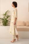 Arcvsh By Pallavi Singh_Ivory Chanderi Round Neck Geometric And Floral Print Kurta With Pant _at_Aza_Fashions