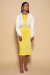 Ranng Label_Yellow Lycra Tie And Dye Straight Midi Dress _Online_at_Aza_Fashions