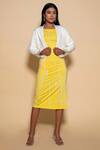 Buy_Ranng Label_Yellow Lycra Tie And Dye Straight Midi Dress _Online_at_Aza_Fashions