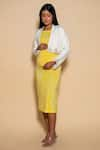 Shop_Ranng Label_Yellow Lycra Tie And Dye Straight Midi Dress _Online_at_Aza_Fashions