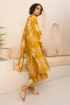 Buy_Arcvsh By Pallavi Singh_Yellow Organza, Chanderi Embroidery Flower Vine Print Double Layered Kurta Set _Online_at_Aza_Fashions