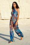 Tizzi_Blue Chiffon, Satin Medusa Pant_Online_at_Aza_Fashions
