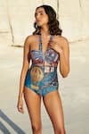 Tizzi_Blue Wonder Fabric 80% Polyamide 20% Elastane Print Cappadocia Summer Swimsuit _Online_at_Aza_Fashions