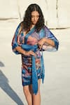 Buy_Tizzi_Blue Chiffon Satin Cappadocia V Neck Moonglow Cover Up _Online_at_Aza_Fashions