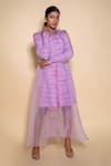 Shop_Ranng Label_Purple Organza And Lycra Tie & Dye High Neck Sheer Overlay & Dress _Online_at_Aza_Fashions