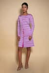 Ranng Label_Purple Organza And Lycra Tie & Dye High Neck Sheer Overlay & Dress _at_Aza_Fashions